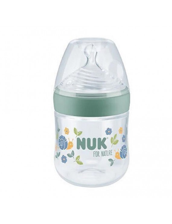 NUK For Nature Πλαστικό Μπιμπερό κατά των Κολικών με Θηλή Σιλικόνης για 0-6m Πράσινο 150ml